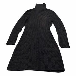 90s Vintage Moda Intl Cable Knit Turtleneck Dress (Black) Size XL